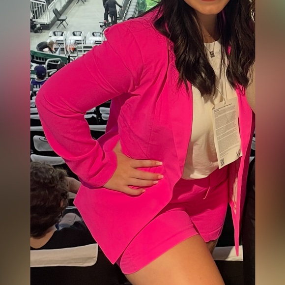 Skies Are Blue Pink Blazer & Shorts 2 Piece Set - Picture 2 of 3